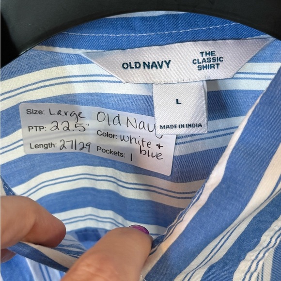 Women’s Old Navy Blue and White Striped Casual Shirt, Size Large - Picture 2 of 14